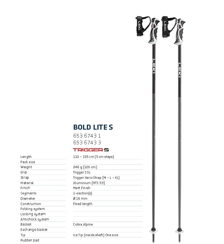 Hole Leki Bold Lite S + Trigger S 110 cm